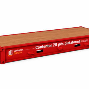 Contentor de 20 pés com plataforma, em segunda mão